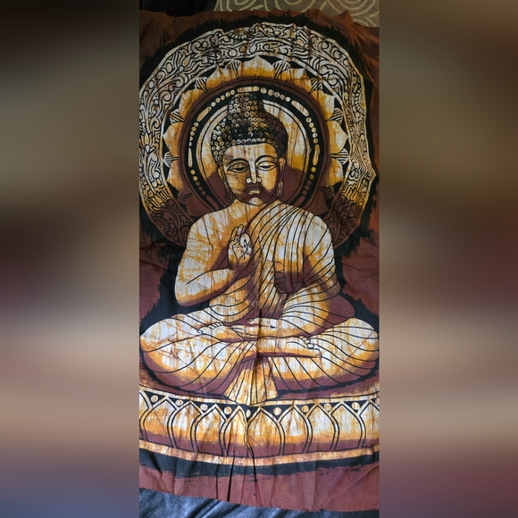 Buddha brown & gold Indian batik 22"x32" - Picture 4 of 6